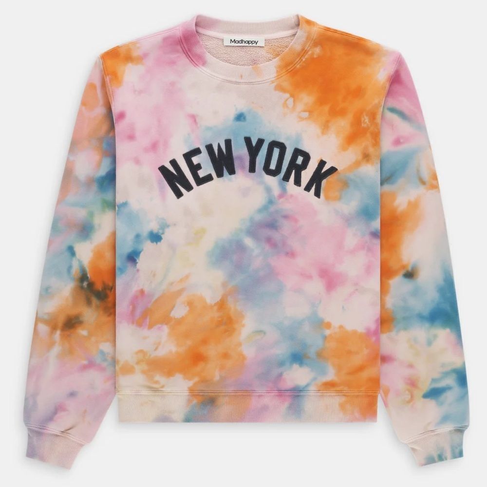 Madhappy NYC New York Exclusive Tie Dye Unisex Fleece Sweatshirt Multi Color NEW